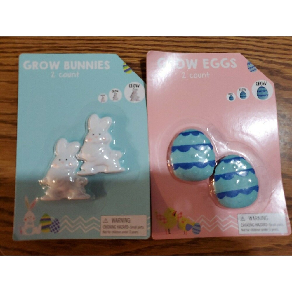 kids set of two bunnies and two eggs watch them GROW